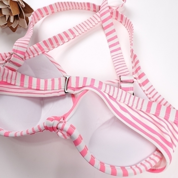 Catalina Pink White Stripe Bikini Swim Top 12- 14 - Picture 7 of 8